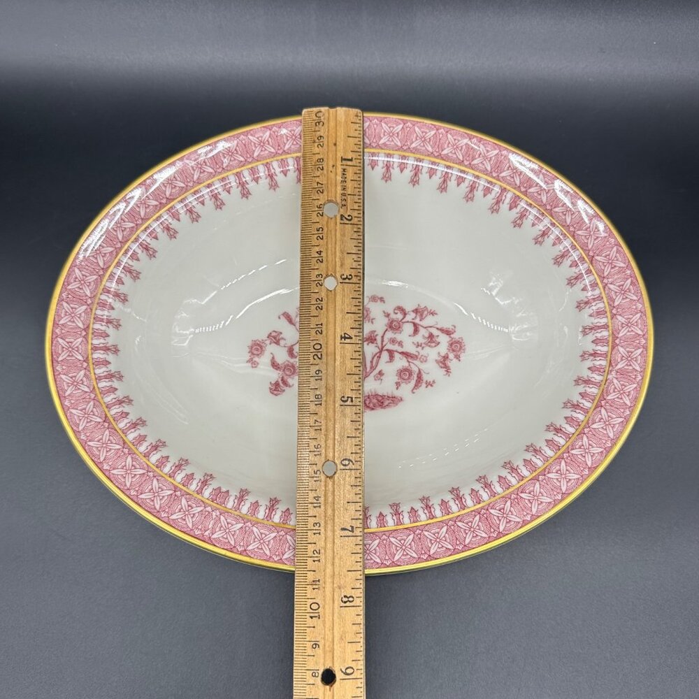 Vintage Oval Vegetable Serving Bowl Theodore Haviland Cambridge Crimson Tree 50s - Picture 7 of 9